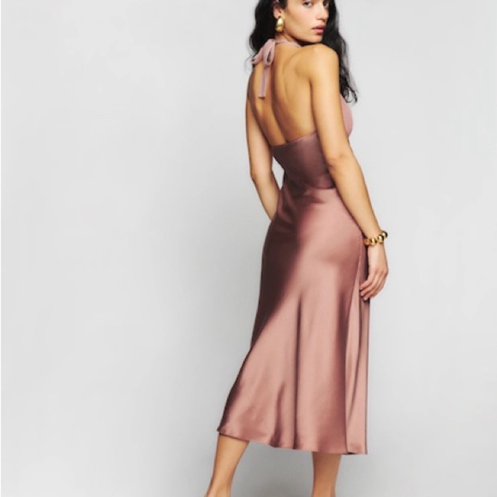 NWT Reformation Wyn 100%Silk Dress in Praline - Picture 4 of 10